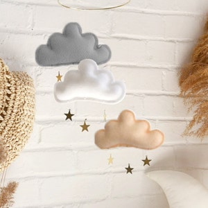 Cloud mobile nursery/Baby mobile/white nursery/nursery mobile/crib mobile/felt mobile/scandinavian/modern nursery/cloud baby decor/neutral image 1