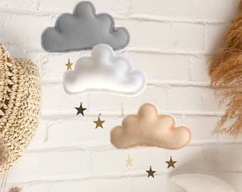 Cloud mobile nursery/Baby mobile/white nursery/nursery mobile/crib mobile/felt mobile/scandinavian/modern nursery/cloud baby decor/neutral