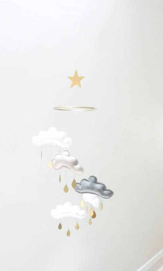 Star Nursery Cloud Mobile Midnight By The Butter Etsy