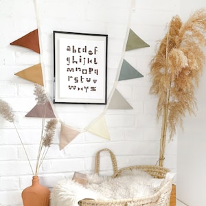 Rainbow Bunting Banner, Colorful Bunting Garland, Neutral Earth Fabric garland, Bunting Banner Garland,  Colorful Fabric Bunting Garland
