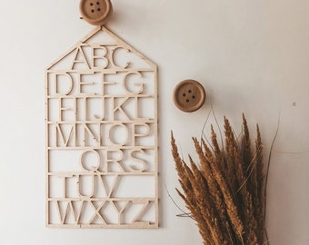 Abc Classroom signs, Wooden Alphabet, Alphabet Sign, Nursery Decor, Wooden Nursery Decor, Wooden Boho Nursery Decor, ABC Sign for play room