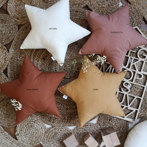 Dark terracotta Star pillow, Star shaped pillow, Star decorative pillows, Amber Nursery Decor, Baby boy nursery decor image 5