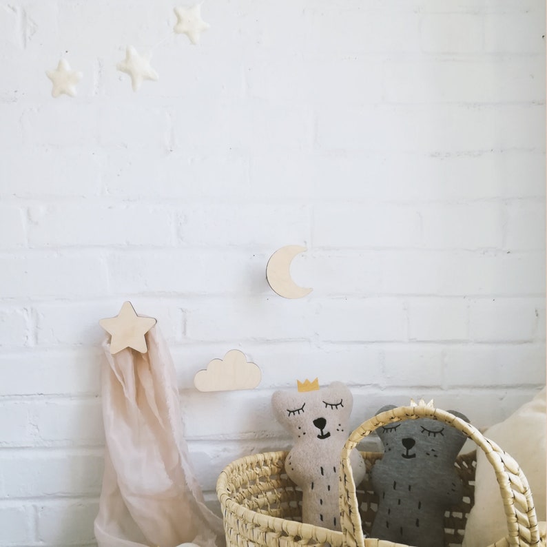Wall Hook. Cloud Cloud Hook Star Moon. Nursery Decor Wall Etsy