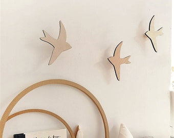 Gancho de pared de madera con forma de pájaro, decoración para habitación infantil
