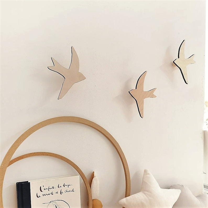 Wall Hooks Bird Hook Wooden Nursery Hooks Wooden Wall Hook Etsy