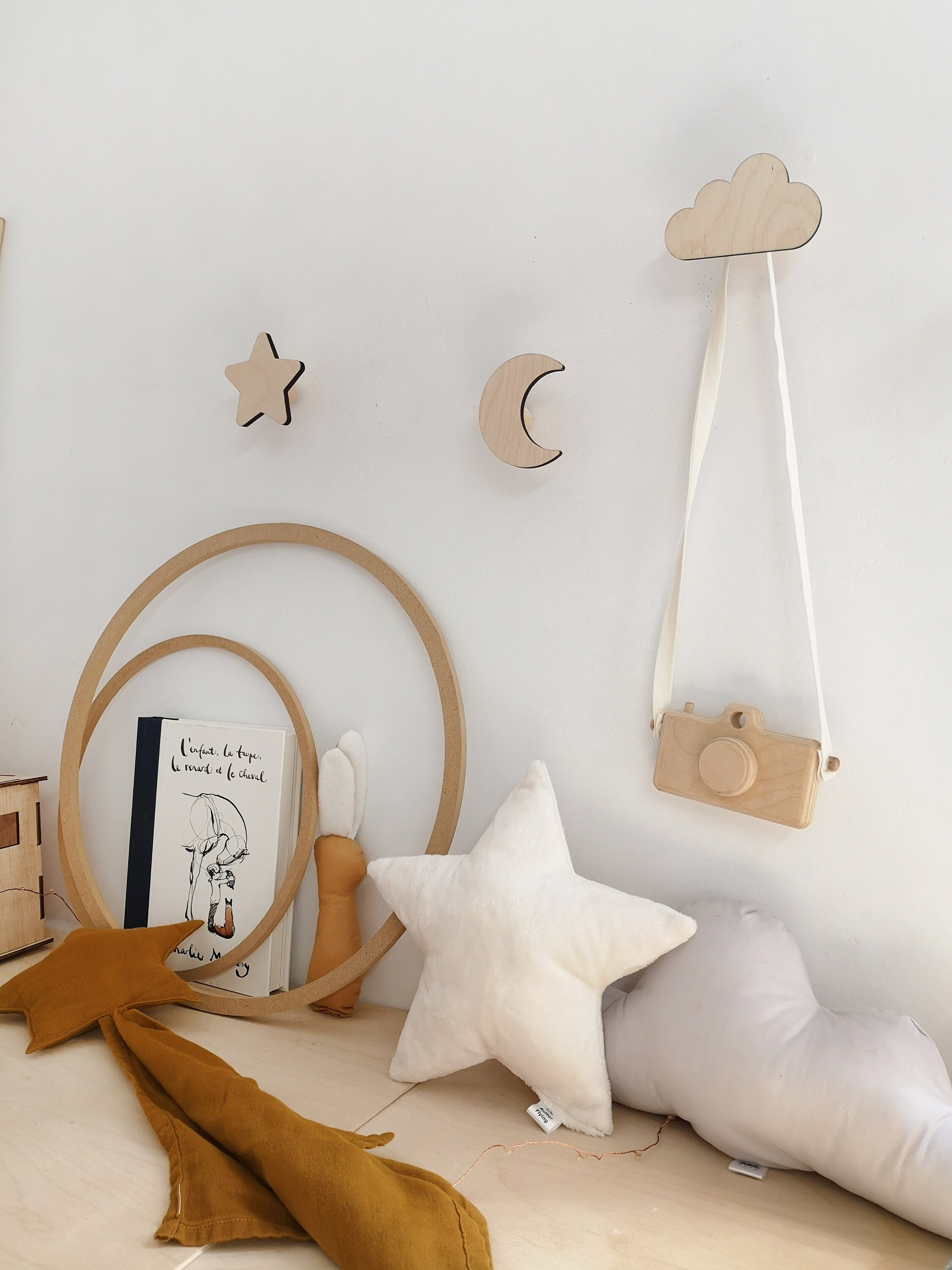 Set of Wall Hooks Wooden Nursery Hooks Cloud Hook Star Etsy