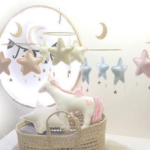Star Baby mobile, Moon mobile, Neutral baby mobile, nursery mobile, baby shower gift, Star Mobile, Baby mobile girl, Neutral nursery, cot image 5