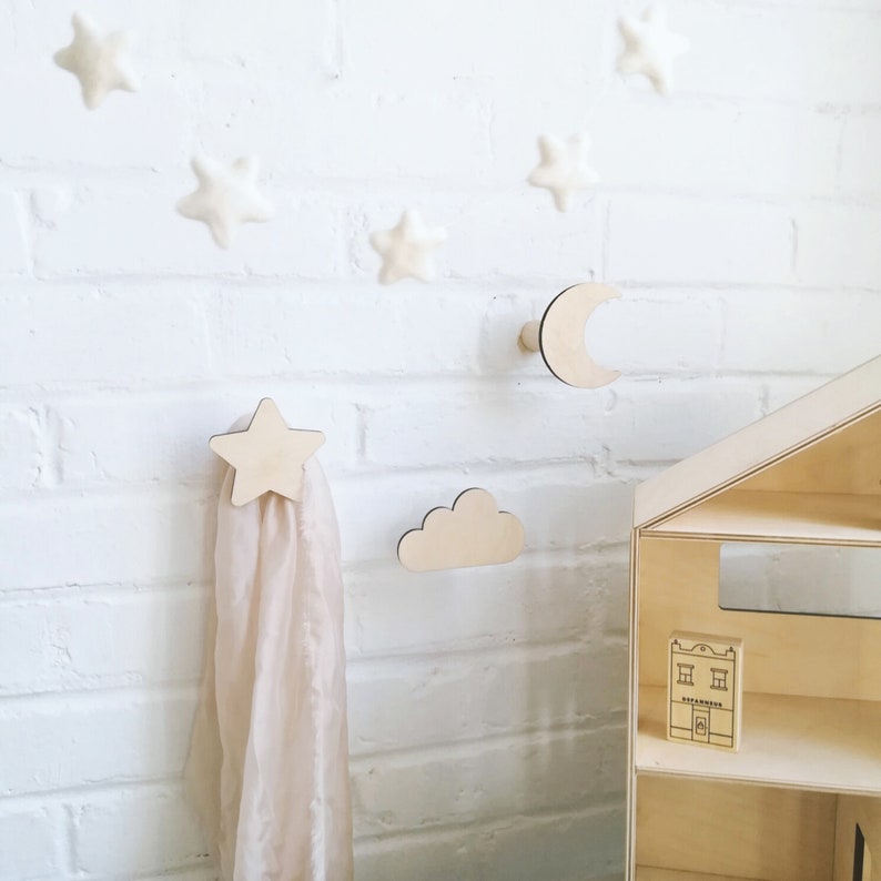 Wall Hook. Cloud Cloud Hook Star Moon. Nursery Decor Wall Etsy