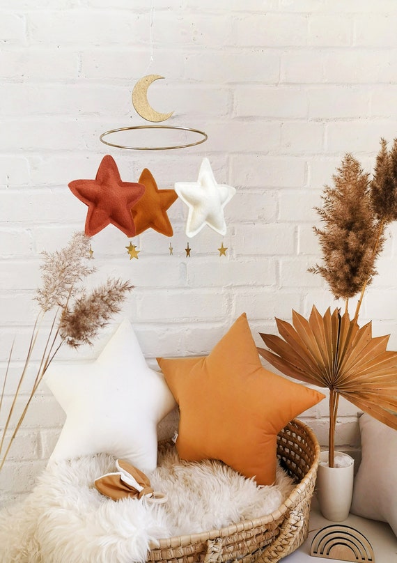Mobile Etoile Bebe Ocre Ivoire Rouille Mobile Bebe Boheme Etsy France
