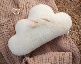 Handmade Sherpa Cloud Pillow, Neutral Nursery Decor, Baby Shower Gift