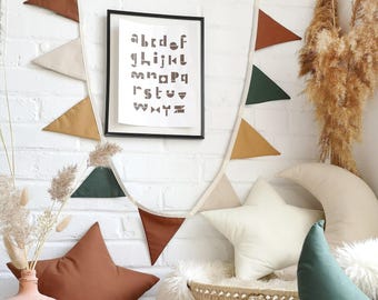 Handmade Woodland Boho Bunting Banner | Earthy Nursery Garland, Baby Shower & First Birthday Party Decor — 2 Sizes