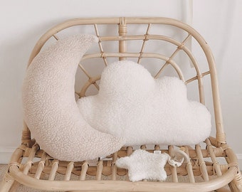 Doux coussin nuage, couleur Ivoire, Coussin pour chambre enfant en forme de nuage,