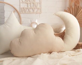 Coussin étoile, Coussin Lune, Coussin nuage, Terracotta,  Coussin Lune chambre bébé fille Terracotta, Coussin jungle chambre garcon