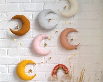 Decorazione della cameretta della parete lunare - cameretta dei bambini a tema magico - luna - cameretta a tema spaziale - luna d'oro - mobile per bambini - decorazione della cameretta della luna - fase lunare