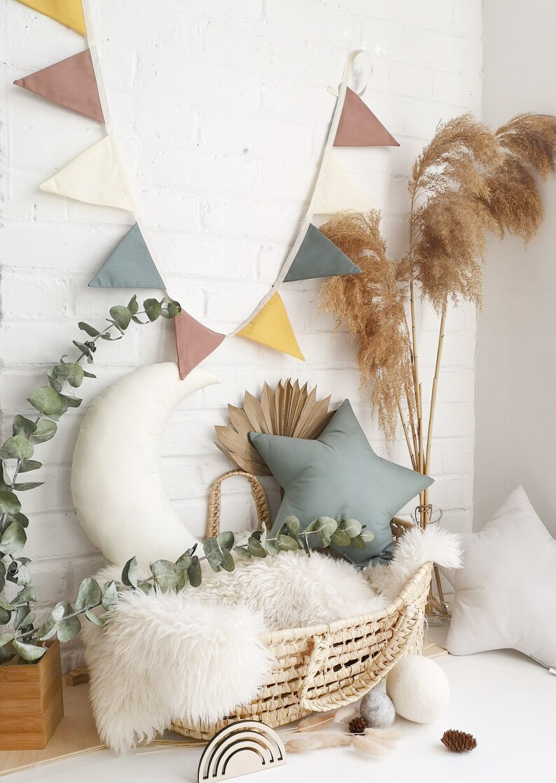 Sage Green Bunting Garland Fabric Garland Boy Bunting Etsy