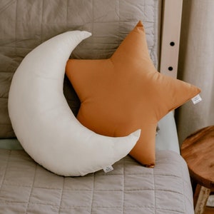 Moon pillow, Honey Star pillow, Nursery pillow Set, Nursery decor, Moon shaped pillow, toddler throw cushion 1st birthday gift Star Cushion