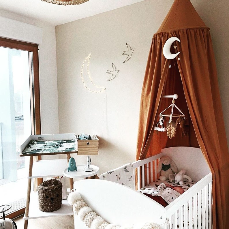 Moon Wall Nursery Decor Magisch thema kinderdagverblijf maan ruimte thema kinderkamer gouden maan baby mobiel maan kinderdagverblijf decor maanfase afbeelding 5