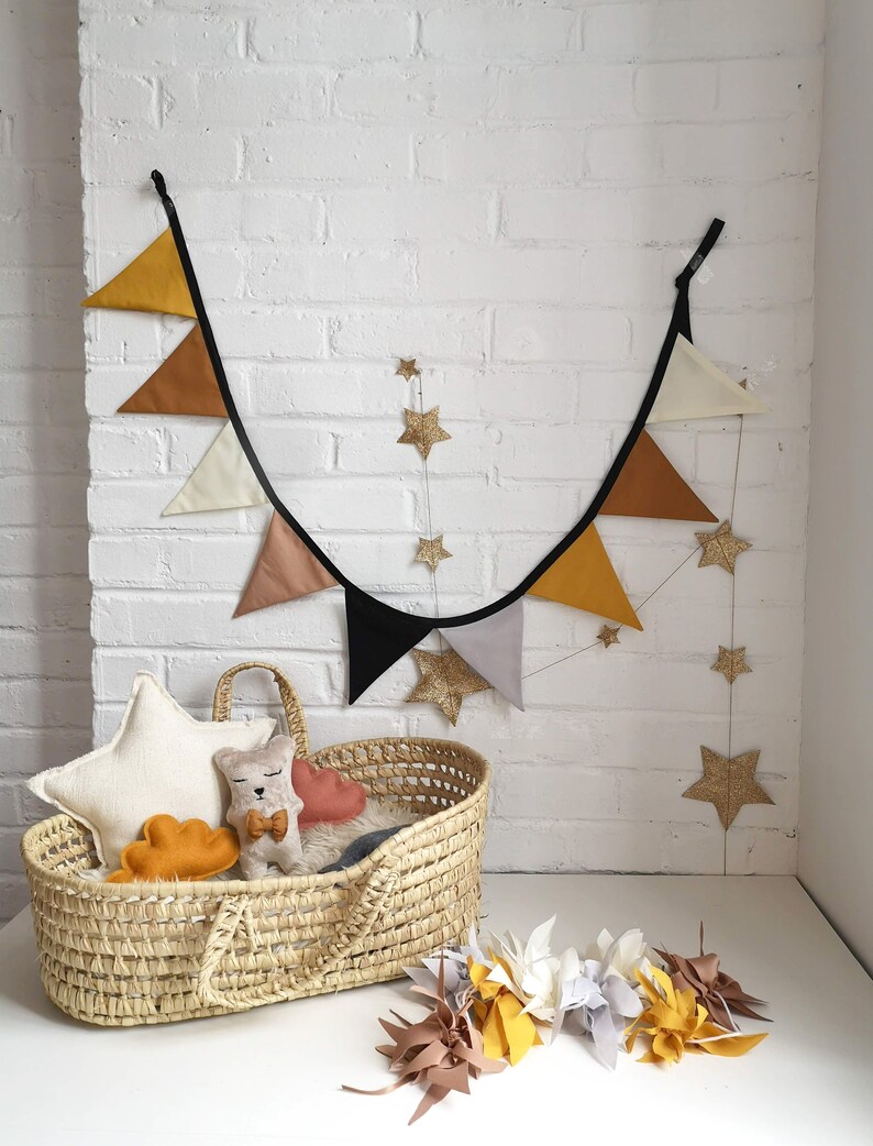 Mustard Flag Bunting Garland Ambre Fabric garland Earth Etsy