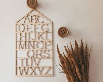 Alphabet sign, Wooden Playroom Wall Decor, Playroom Art, Kids Wall Decor, Toddler Room Decor, Toddler Playroom ABC