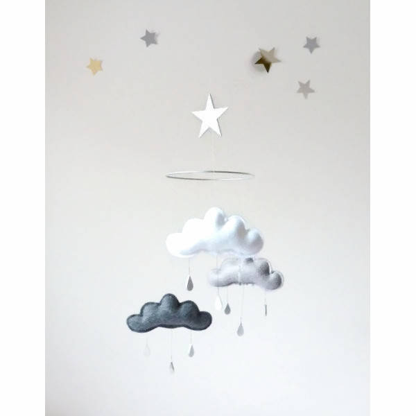 Grey and white baby mobile Gender neutralcloud mobile baby Etsy