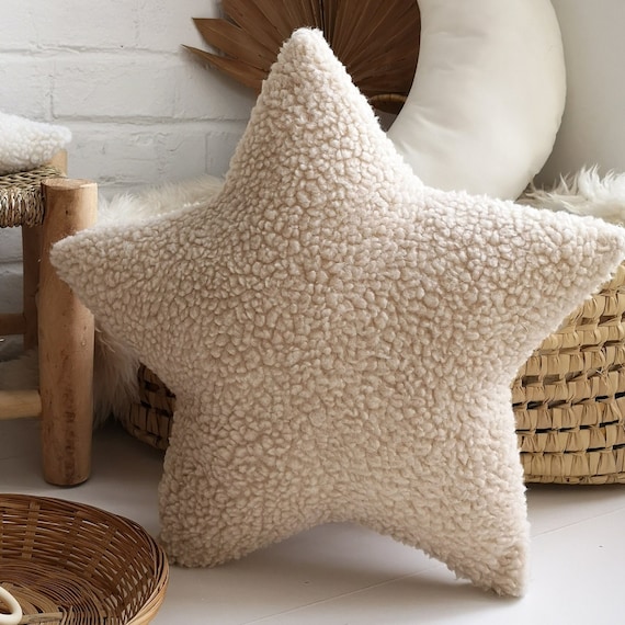 Coussin Douillet Enfant Étoile Et Lune - Peluche Moelleuse 50cm Pour Chambre Et Canapé
