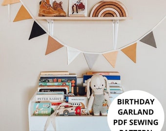DIY Bunting Banner Sewing Pattern, Birthday Wedding Garland (PDF Pattern)