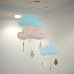 Mint and Peach baby mobile-cloud mobile the butter flying mint and peach nursery-nursery decor nursery mobile cloud-baby-mobiles-nursery image 6