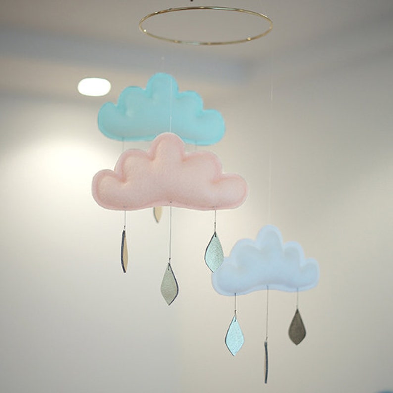 Mint and Peach baby mobile-cloud mobile the butter flying mint and peach nursery-nursery decor nursery mobile cloud-baby-mobiles-nursery image 6