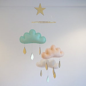 Mint and Peach baby mobile-cloud mobile the butter flying mint and peach nursery-nursery decor nursery mobile cloud-baby-mobiles-nursery image 5