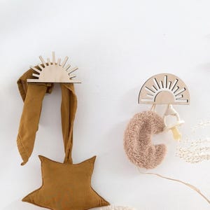 Wandhaken Boho aus Holz | Himmlische Kinderzimmer Dekoration, Kinderzimmer Kleiderhaken, Geschenk für eine Babyparty - Sonnenuntergang 1 oder Sonnenuntergang 2