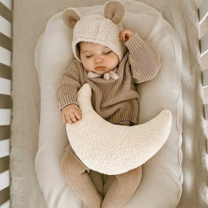Sherpa Moon Pillow Moon Cushion Moon Shaped Pillow Baby Boy Etsy Canada