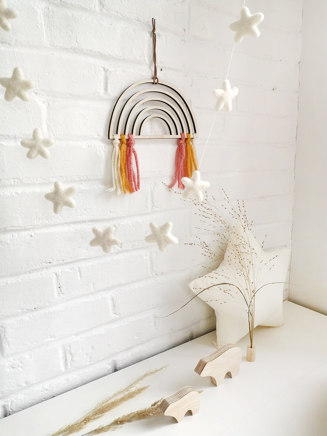 Wooden Rainbow Wall Hanging, Rainbow Wall Art, Rainbow Nursery Wall