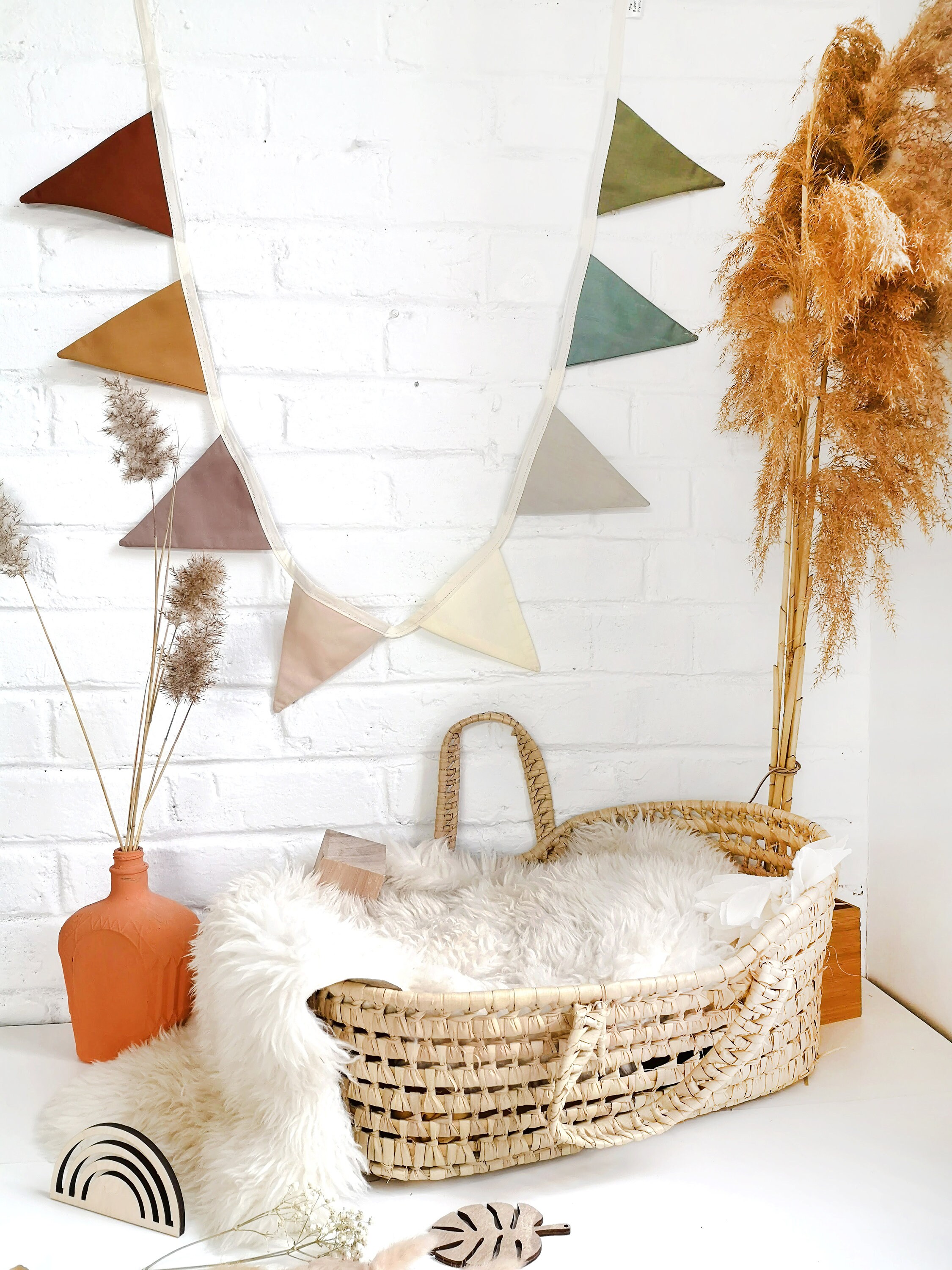 Ghirlanda Di Bandierine Marroni Per Feste - 4 Striscioni In Tessuto Neutro, Decorazioni Boho/Safari/Baby Shower, 3,7m X 12,7x17,8cm