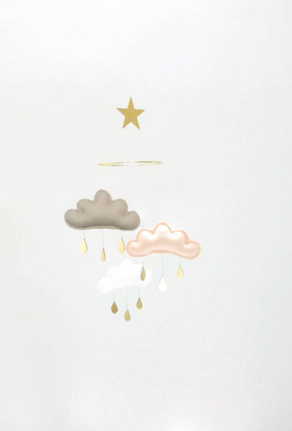 Mobile Nuage Bebe Taupe Peach Nuage Etsy Canada