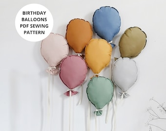 Modello di cucito per palloncini di compleanno, decorazioni fai da te (modello PDF)