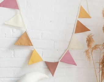 Pink Mustard Bunting Rainbow Garland Girls Nursery First Birthday Flag Banner