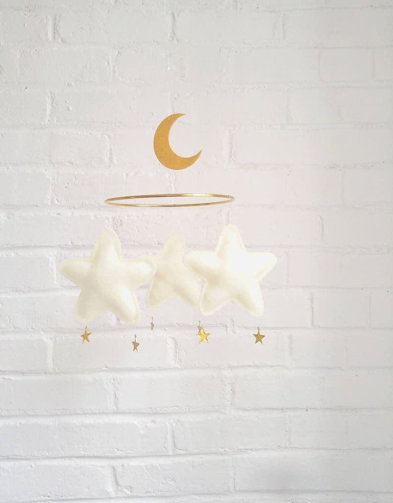 Star Baby mobile, Moon mobile, Neutral baby mobile, nursery mobile, baby shower gift, Star Mobile, Baby mobile girl, Neutral nursery, cot image 10