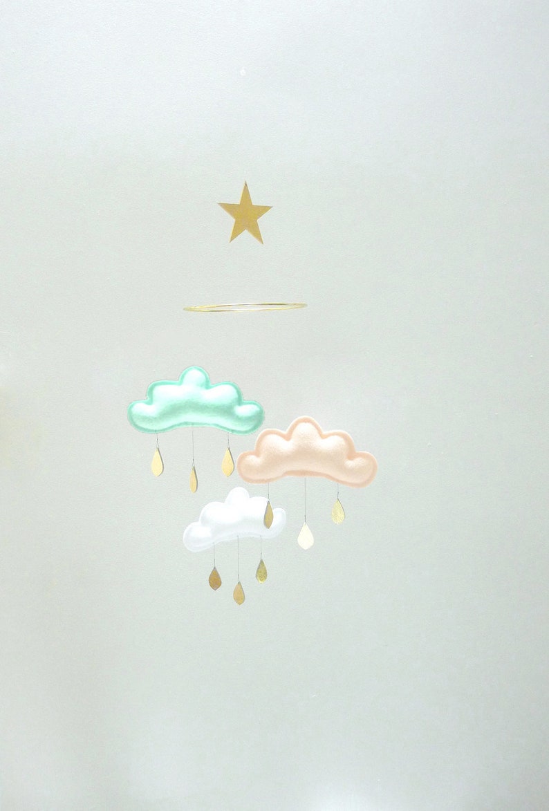 Mint and Peach baby mobile-cloud mobile the butter flying mint and peach nursery-nursery decor nursery mobile cloud-baby-mobiles-nursery image 2