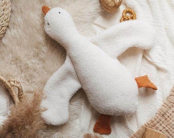 White Goose plush toy, Duck plush toy, Stuffed animal plush, Animal-shaped Pillows, Gender Neutral Baby Shower Gift Goose Lovey