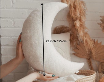 Big Moon Pillow, Sherpa Moon Cushion, Moon shaped pillow, Choose your color