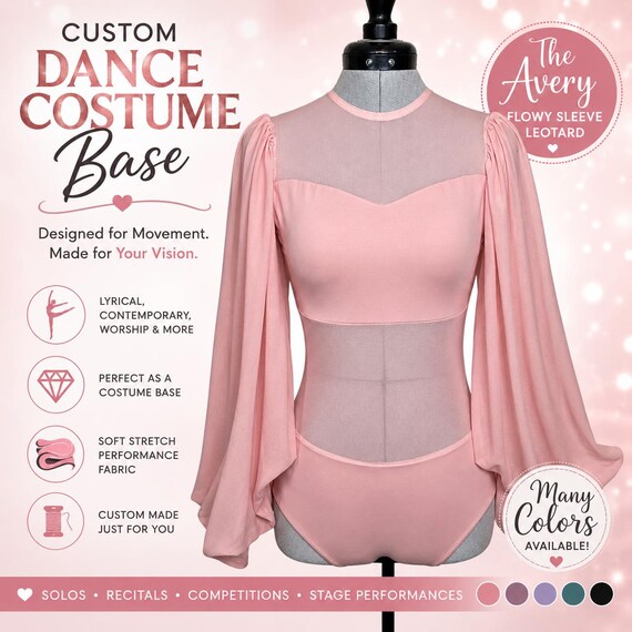 Custom Flowy Sleeve Dance Leotard | Lyrical Contemporary Performance Base