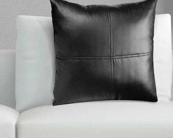 Kussensloop echt lamsleer zwarte decoratieve bank sierkussenhoes handgemaakt