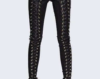 Neue handgemachte echte Lammfell Leder Damen Skinny Hosen Frauen Leggings Mid Rise