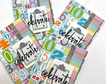 modern birthday cards set of 4; gift boxed