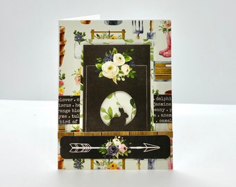 handmade Easter card - original - bunny garden