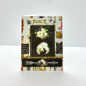 handmade Easter card - original - bunny garden