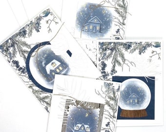 Christmas greeting cards - set of 4 elegant cards and envelopes