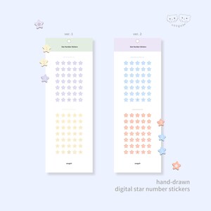 digital star number stickers