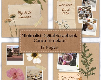 Modèle de toile de scrapbooking numérique minimaliste