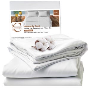 Cottonople Soft Hotel Quality Cotton Bedsheets with Pillowcases- 400 TC 100% Cotton Flat White Sheets with Pillowcases